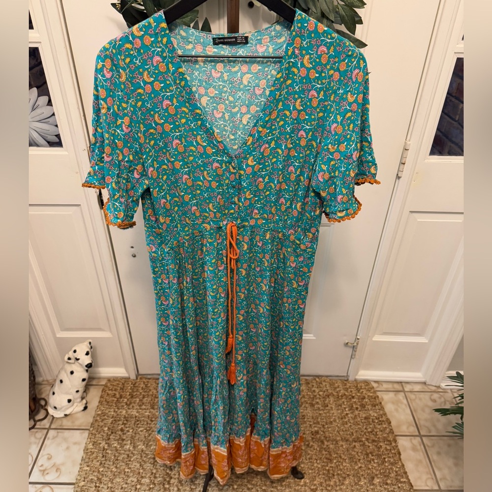 Jjwm Woman Boho Colorful Floral Print Lightweight Long Midi Dress SS M